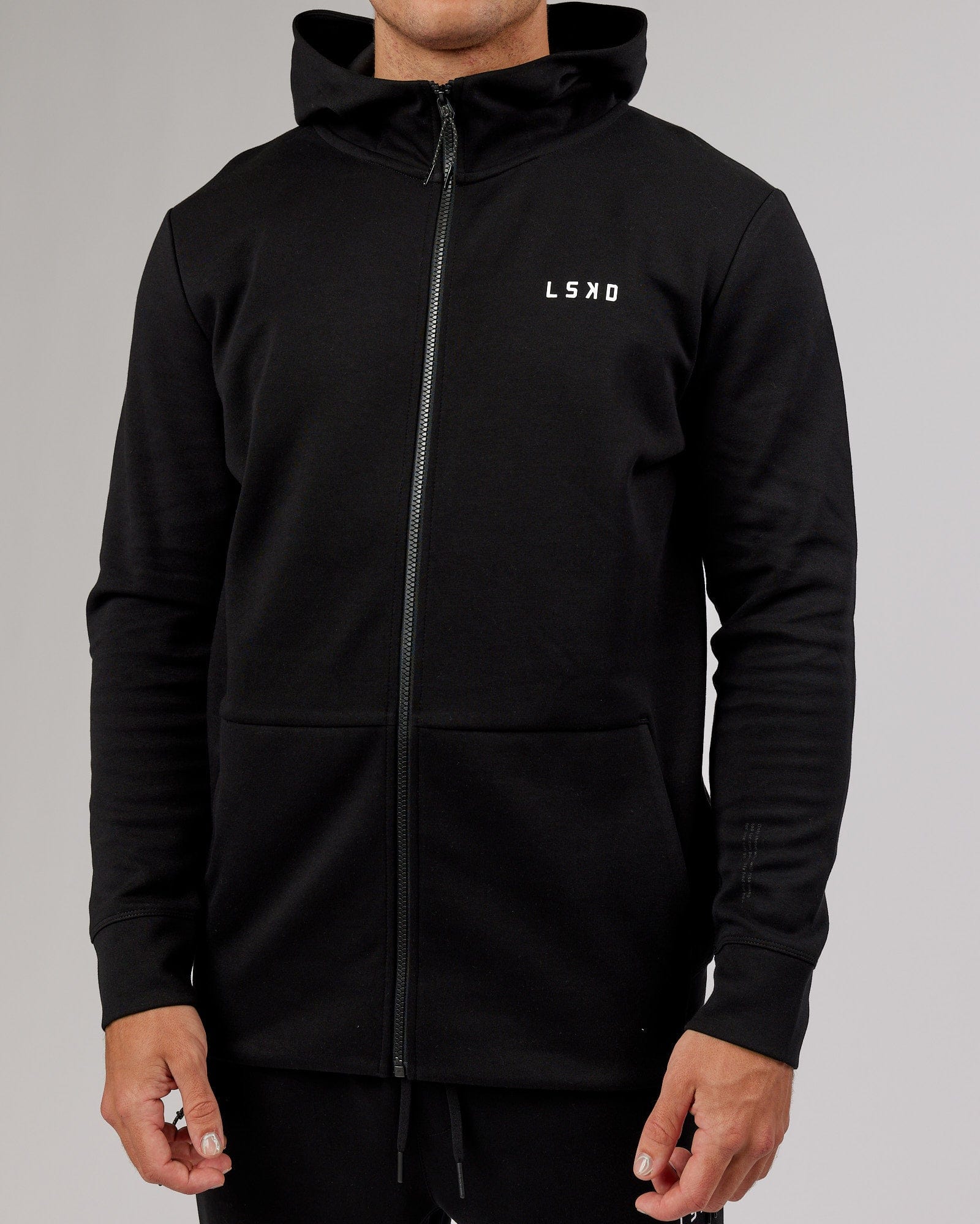 Black fleece zip up hoodie sale