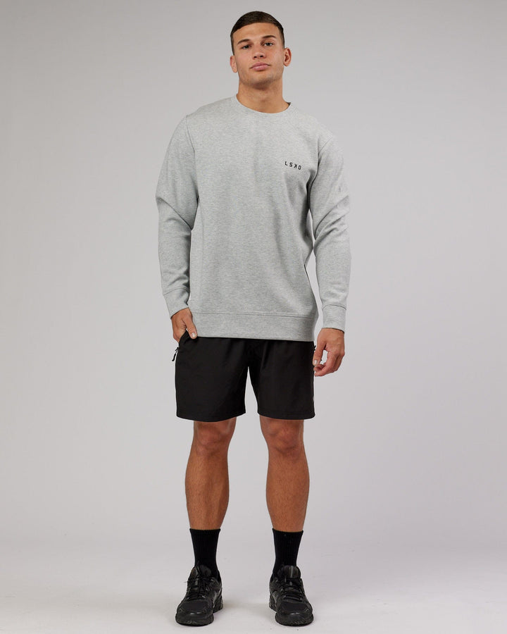 Man wearing Athlete ForgedFleece Sweater - Lt Grey Marl