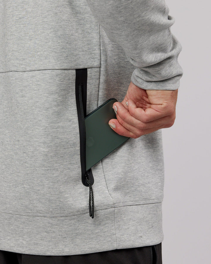 Man wearing Athlete ForgedFleece Sweater - Lt Grey Marl