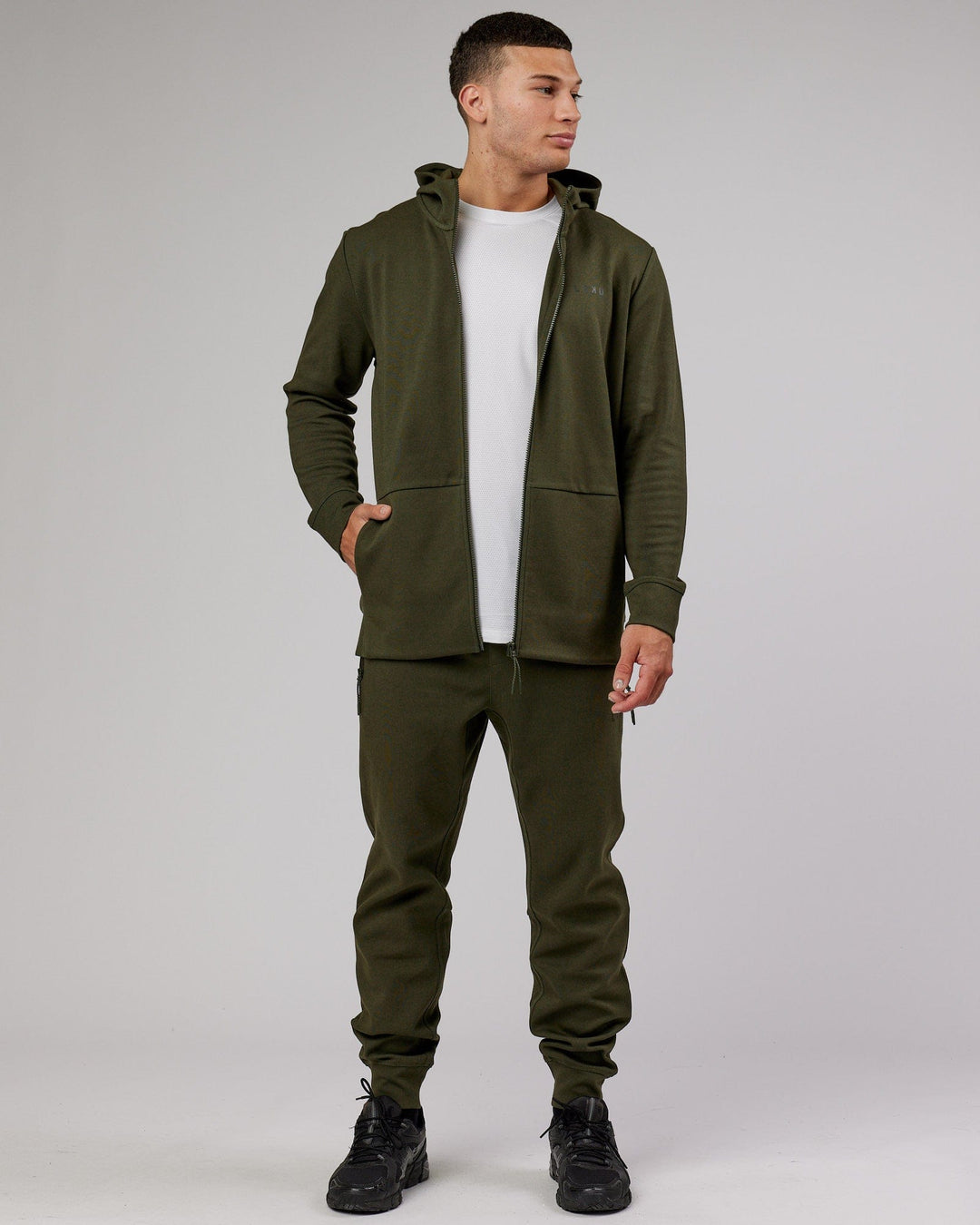 Mens Athlete ForgedFleece Zip Track Pants - Forest Night