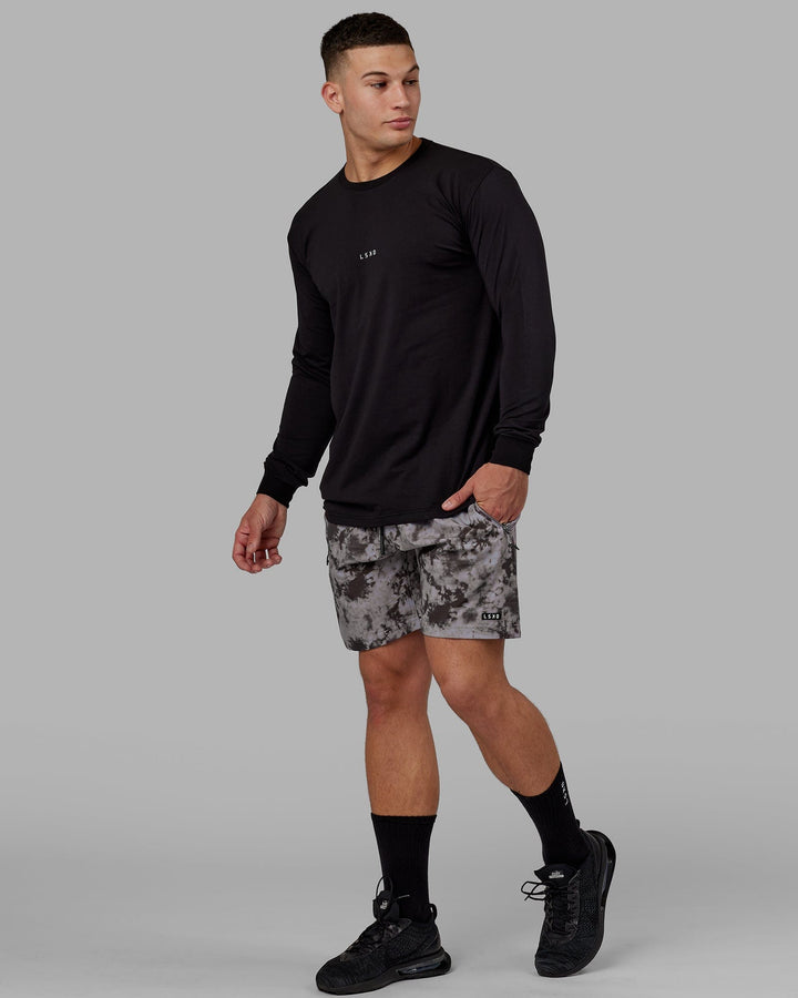 Man wearing Base FLXCotton LS Tee - Black