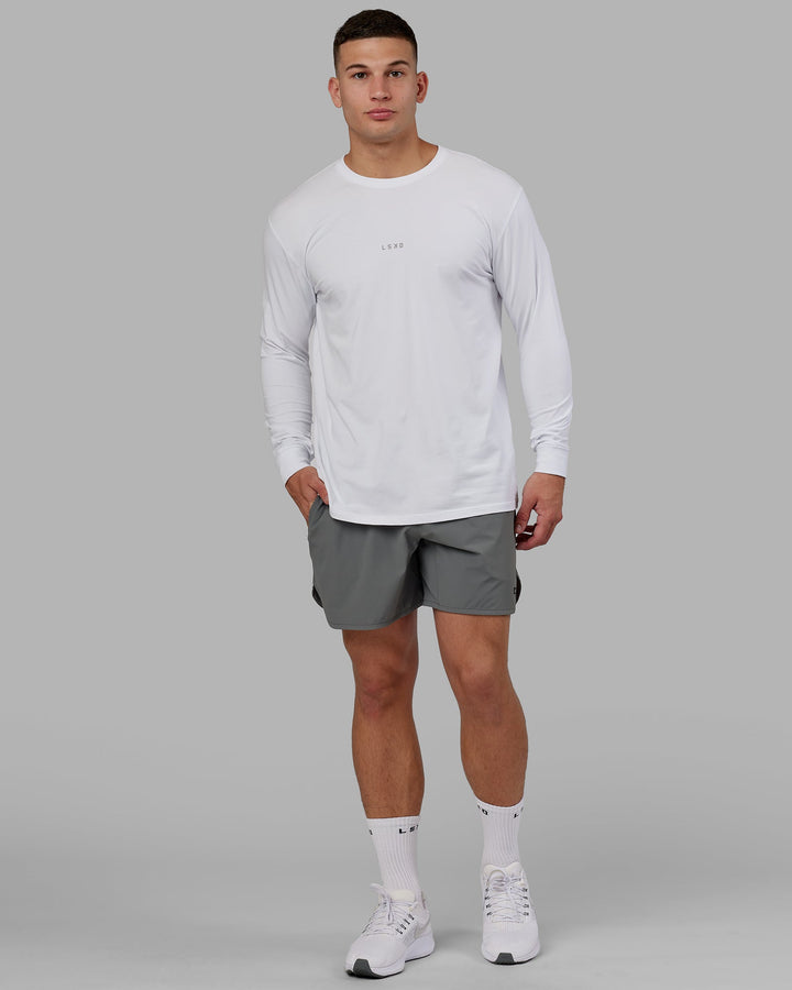 Man wearing Base FLXCotton LS Tee - White
