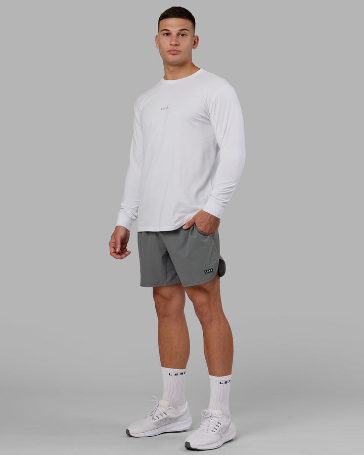 Man wearing Base FLXCotton LS Tee - White