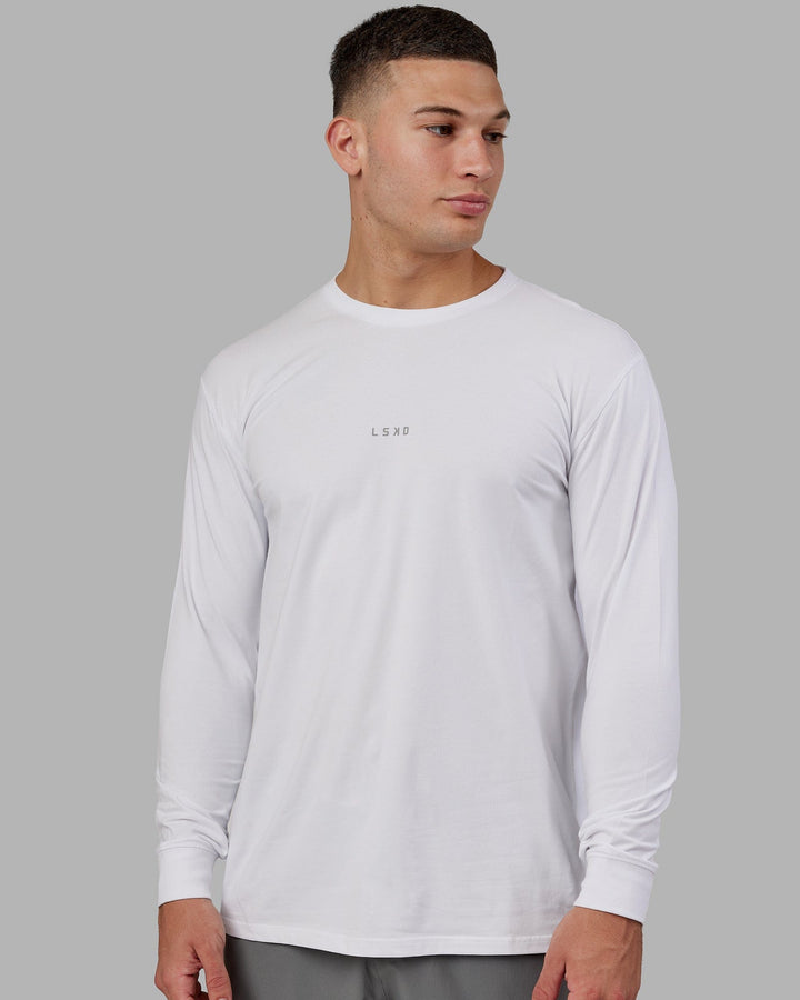 Man wearing Base FLXCotton LS Tee - White