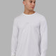 Man wearing Base FLXCotton LS Tee - White