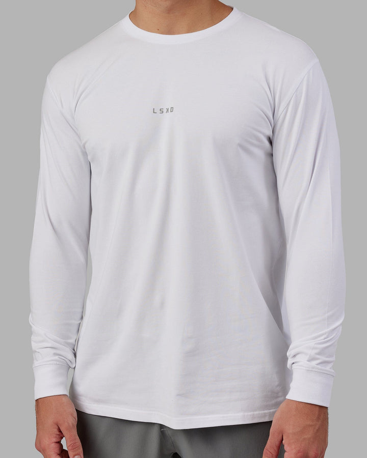 Man wearing Base FLXCotton LS Tee - White