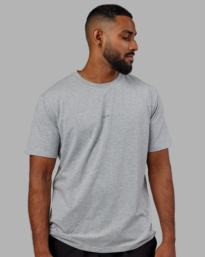 Man Wearing Base FLXCotton Tee - Lt Grey Marl