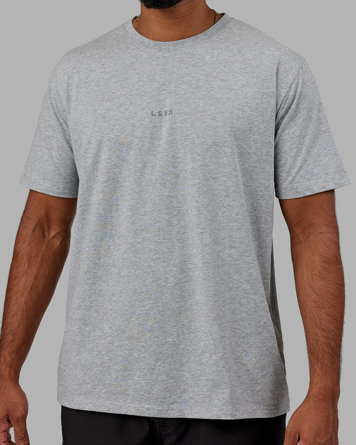 Man Wearing Base FLXCotton Tee - Lt Grey Marl