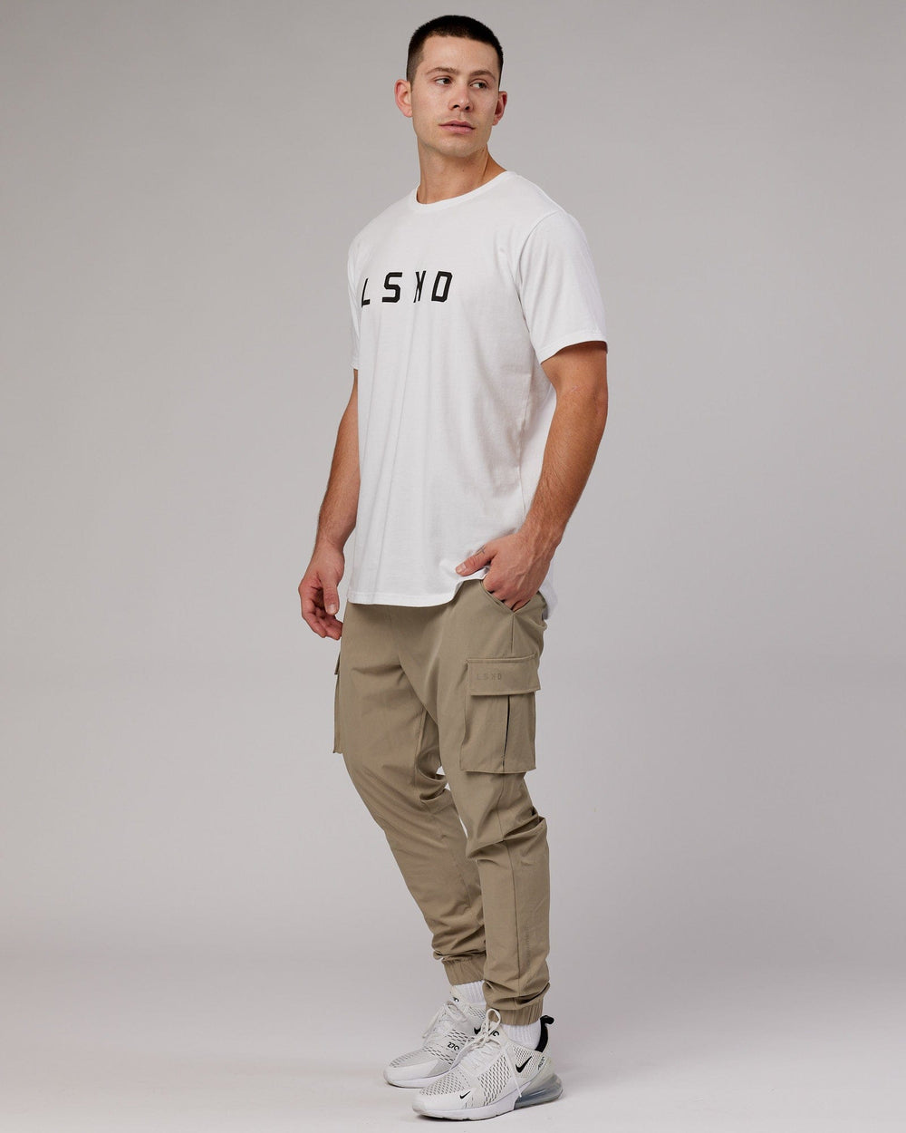 Man wearing Energy Stretch Performance Cargo Joggers - Laurel Oak