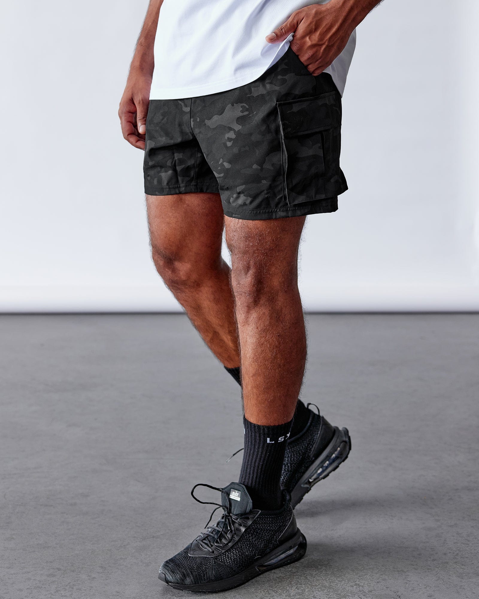 Black and grey sales camo cargo shorts