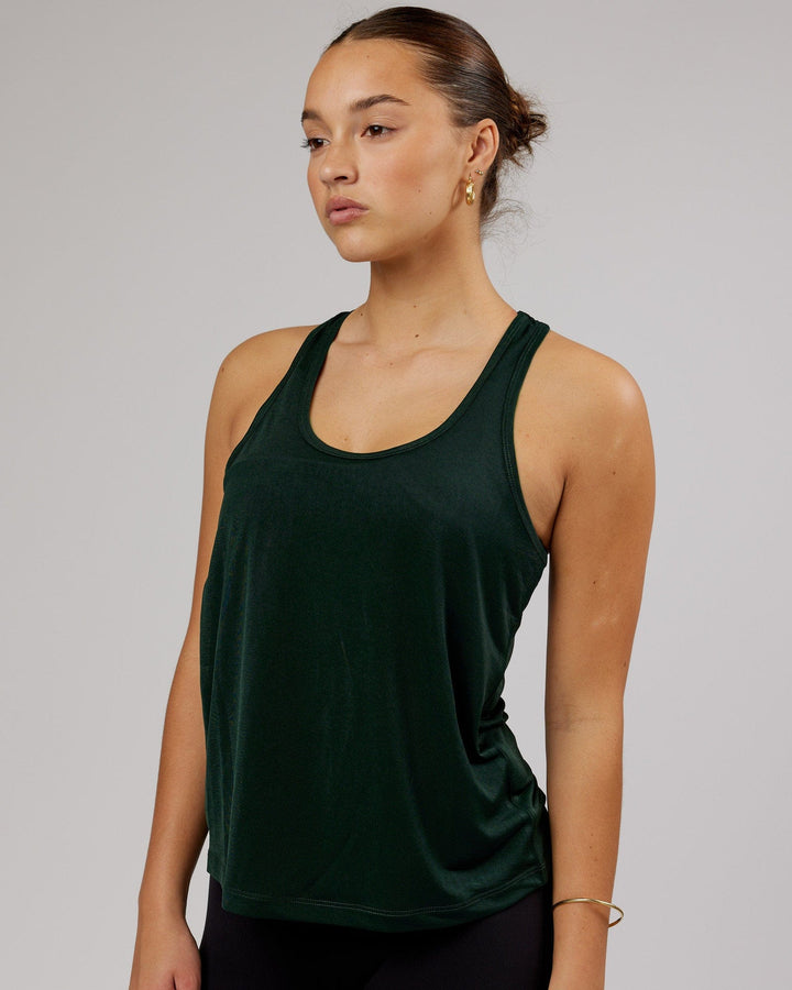 Woman wearing Free Throw Tank - Forest