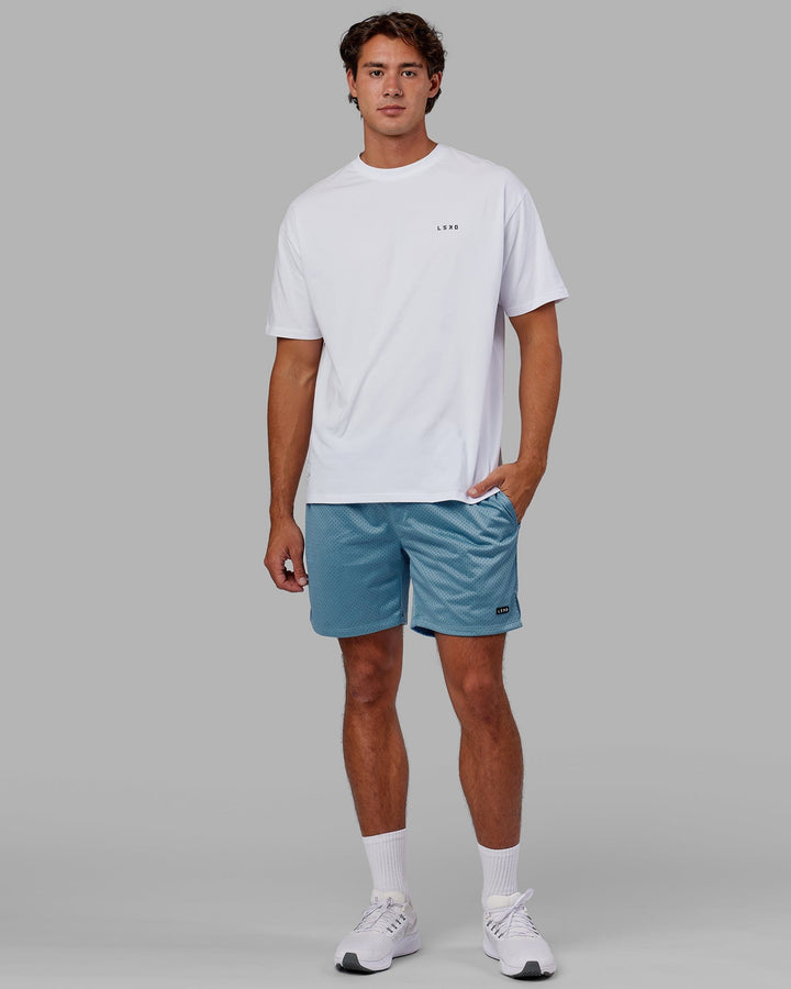 Man wearing Fundamental Mesh Short - Azure Blue