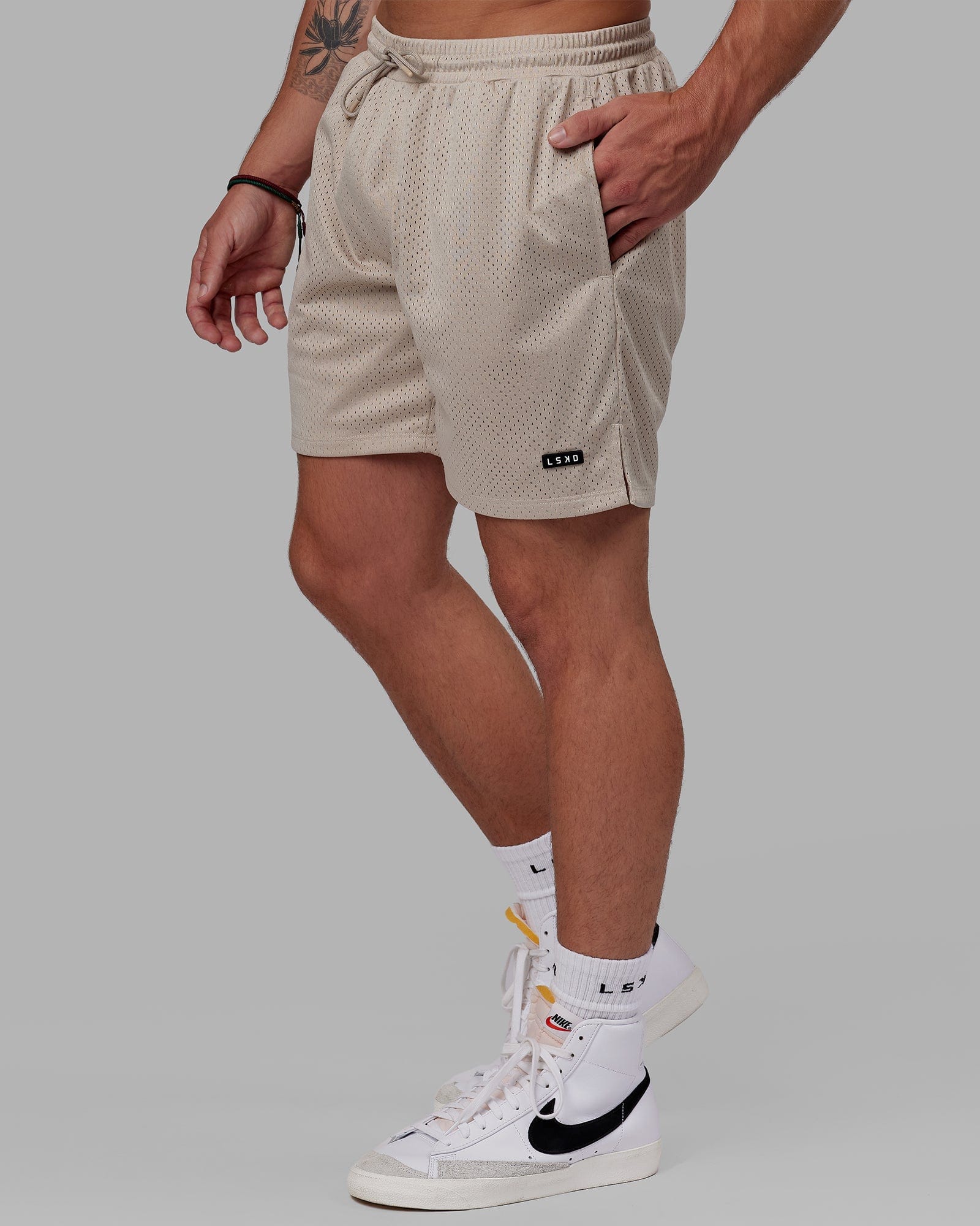 Mesh white best sale shorts