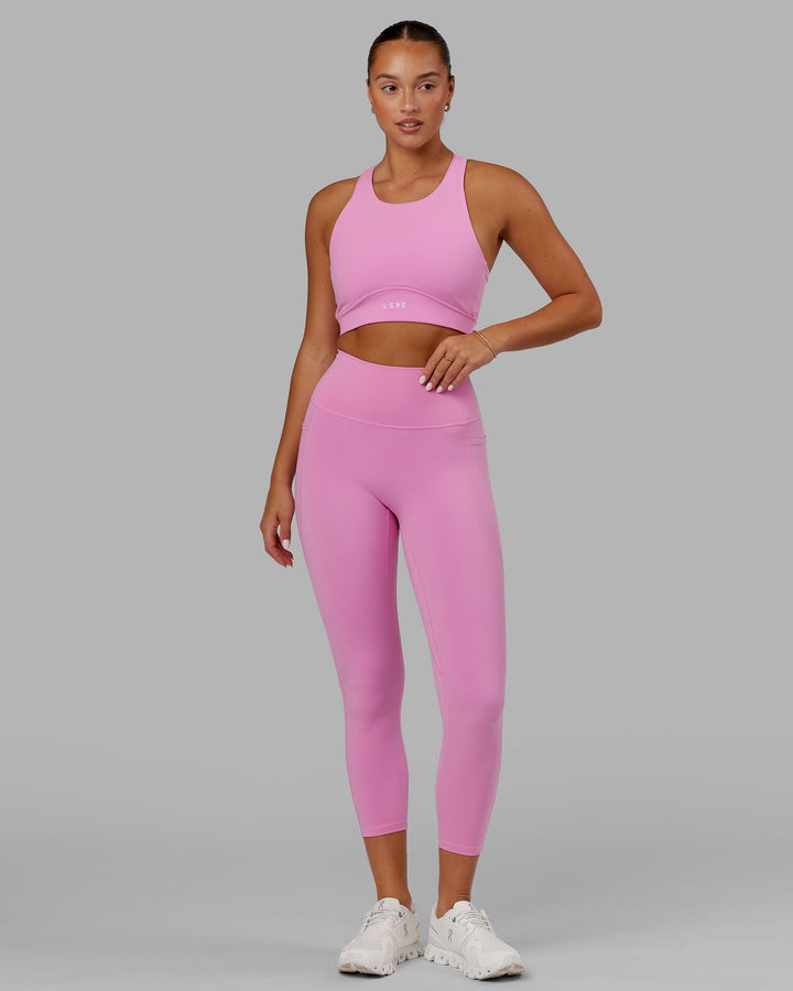 Woman Wearing Fusion 7/8 Length Tight - Spark Pink