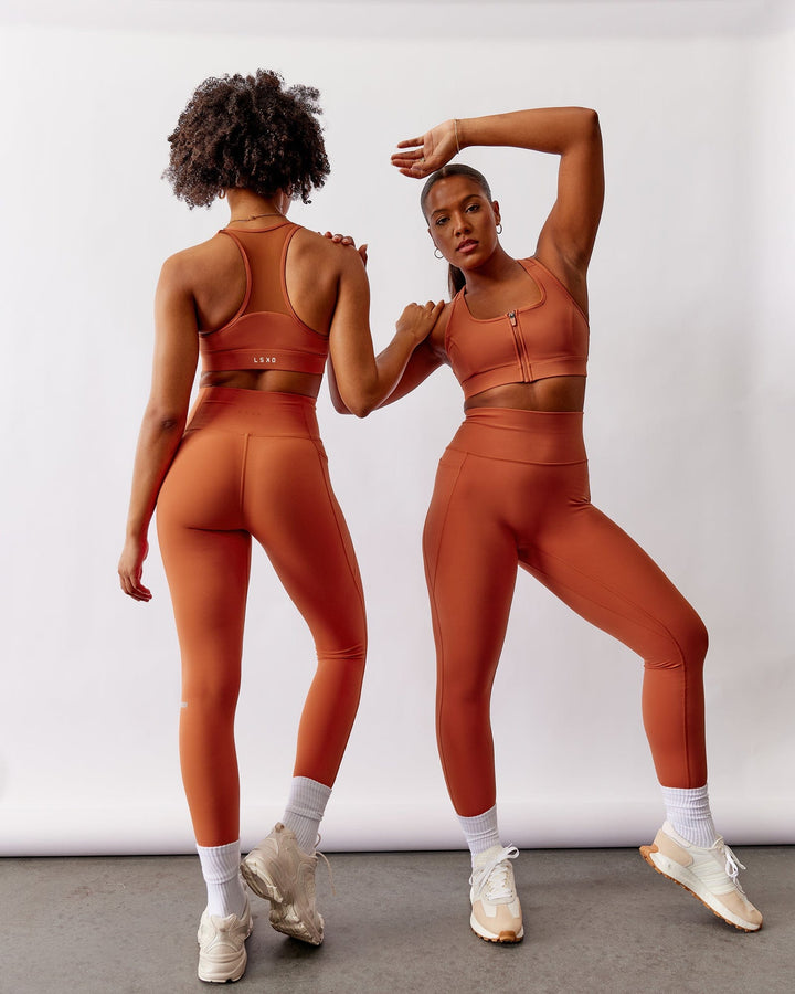Woman wearing Fusion Full Length Tight - Auburn