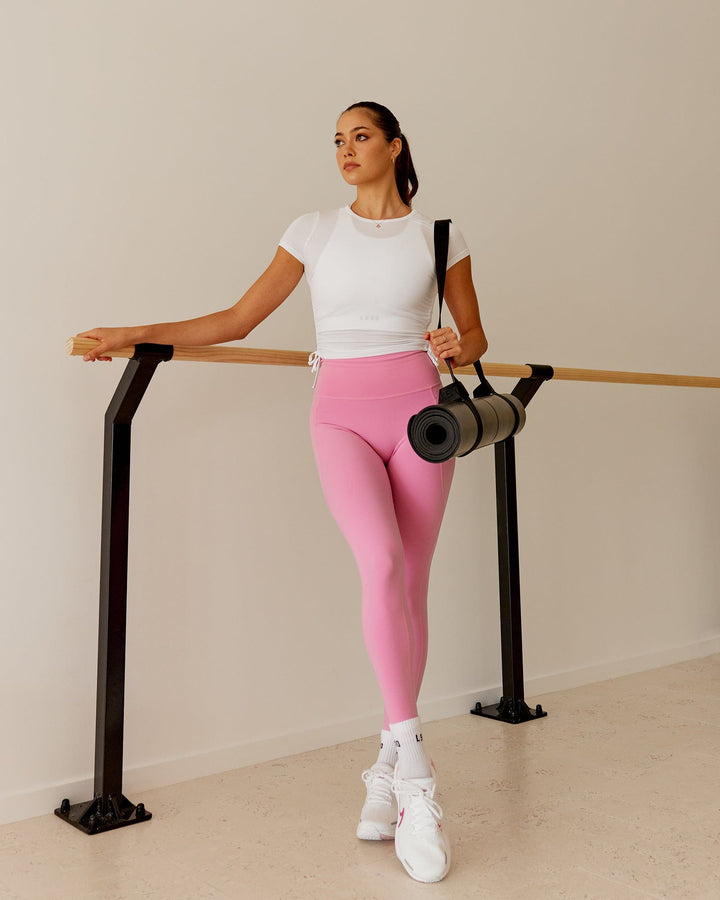 Woman Wearing Fusion Full Length Tight - Spark Pink