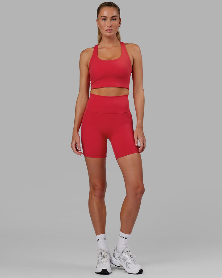 Woman wearing Fusion Mid Short Tight - Scarlet