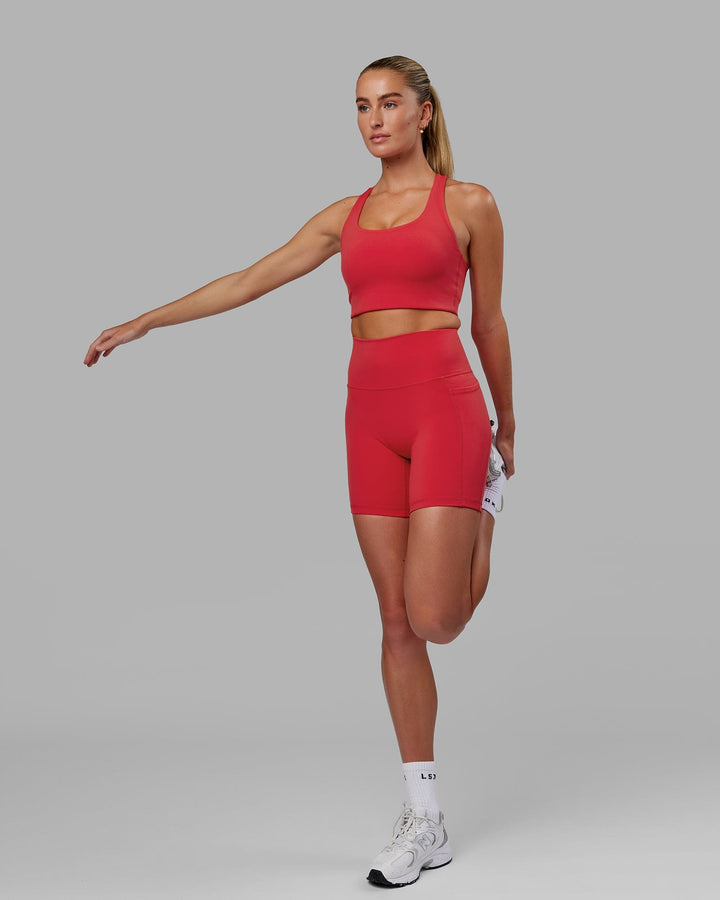 Woman wearing Fusion Mid Short Tight - Scarlet