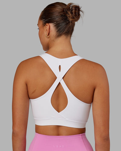 Woman Wearing Fusion Sports Bra - White