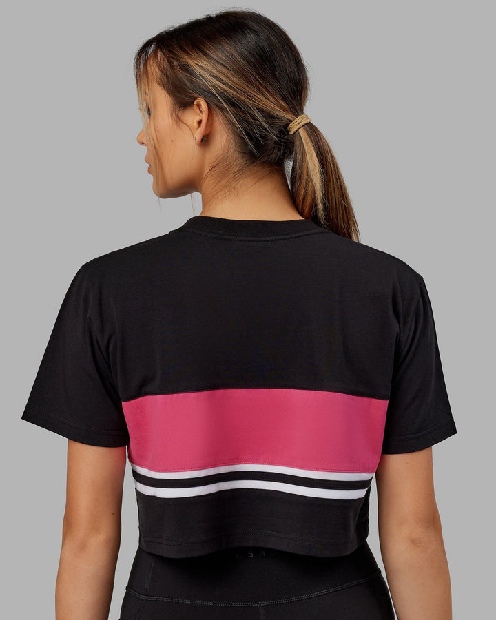 Line-Up Cropped Tee - Black-Boysenberry