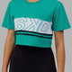 Woman wearing Line-Up Cropped Tee - White-Hyper Teal