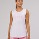 Woman wearing Luna Tank - White-Pink Frosting