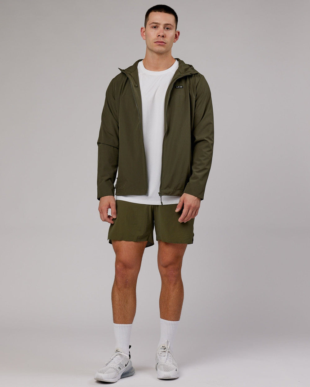 Man wearing Mens Functional Training Jacket - Forest Night