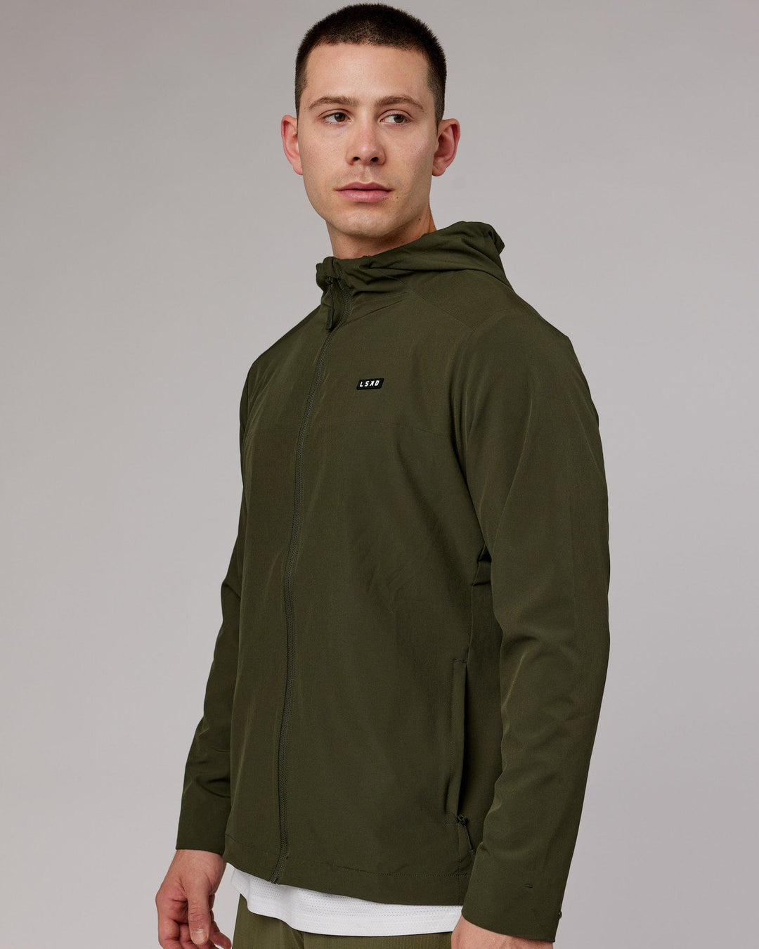 Man wearing Mens Functional Training Jacket - Forest Night