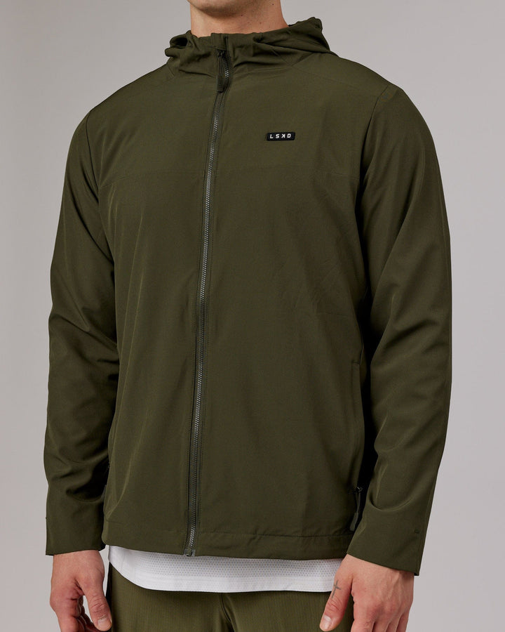 Man wearing Mens Functional Training Jacket - Forest Night