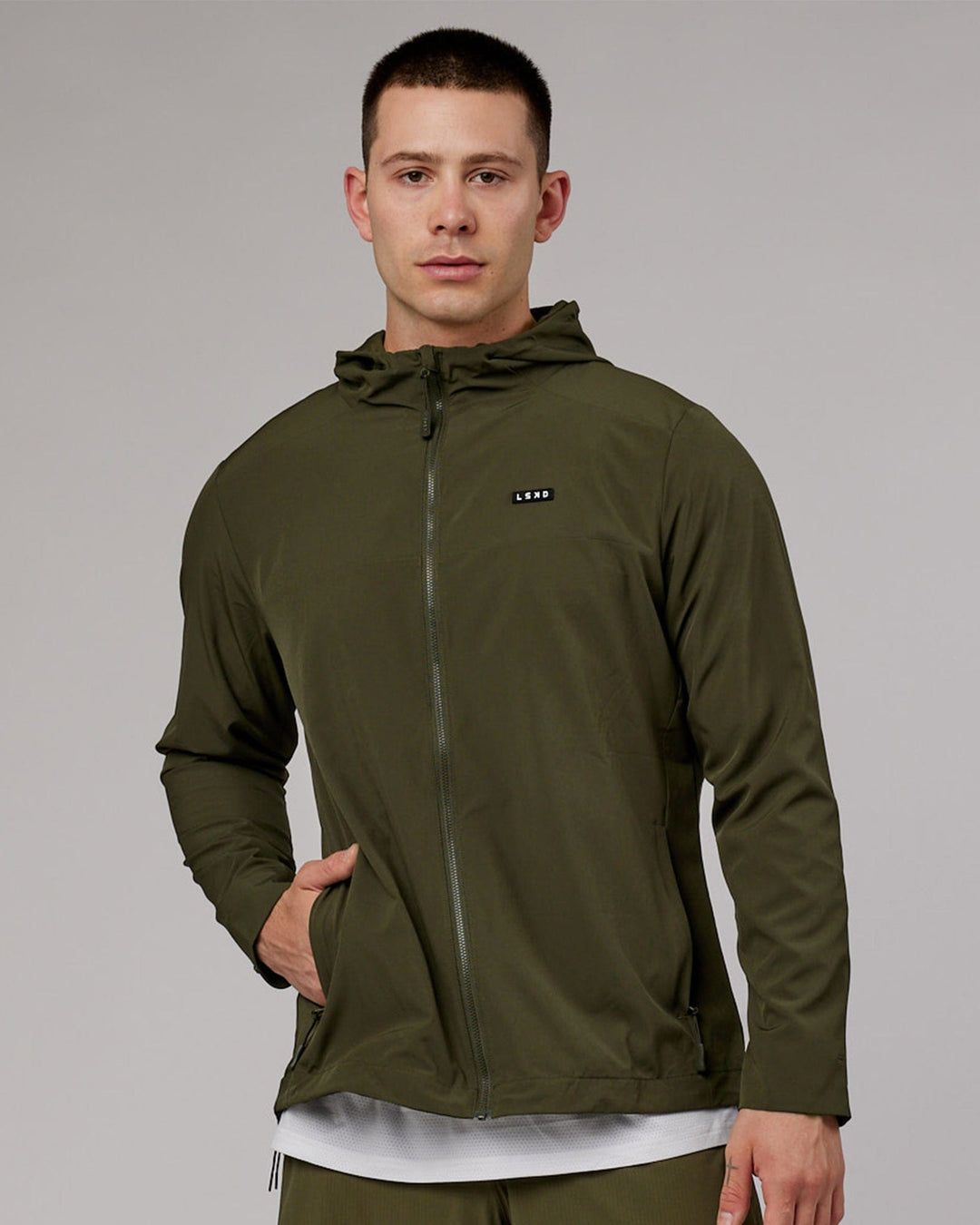 Man wearing Mens Functional Training Jacket - Forest Night