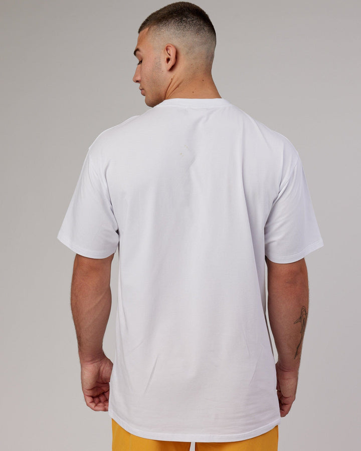 Man wearing Fundamental FLXCotton Tee Longline Oversize - White