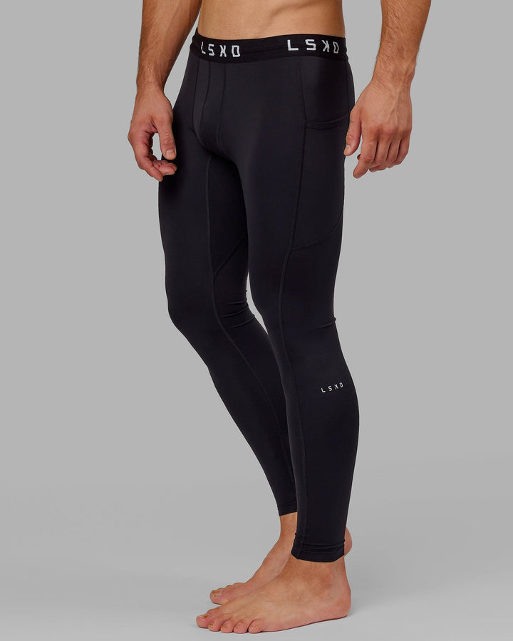 Man wearing Mens Perform Full Length Tight - Black