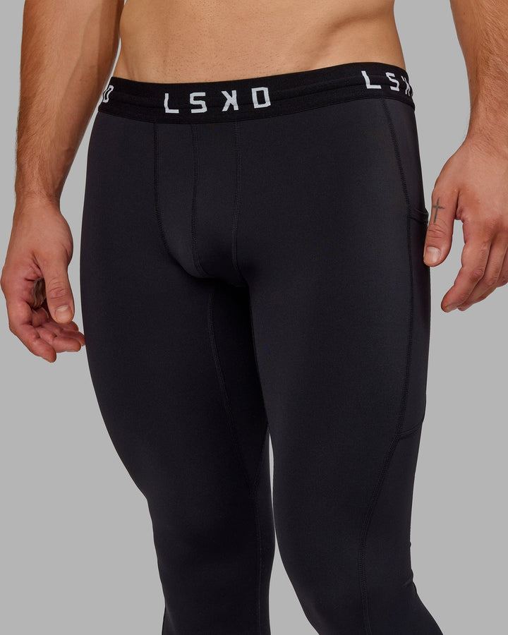 Man wearing Mens Perform Full Length Tight - Black