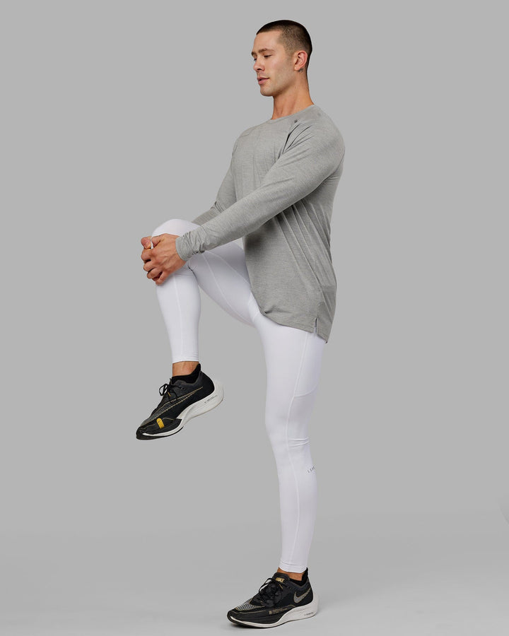 Man wearing Mens Perform Full Length Tight - White