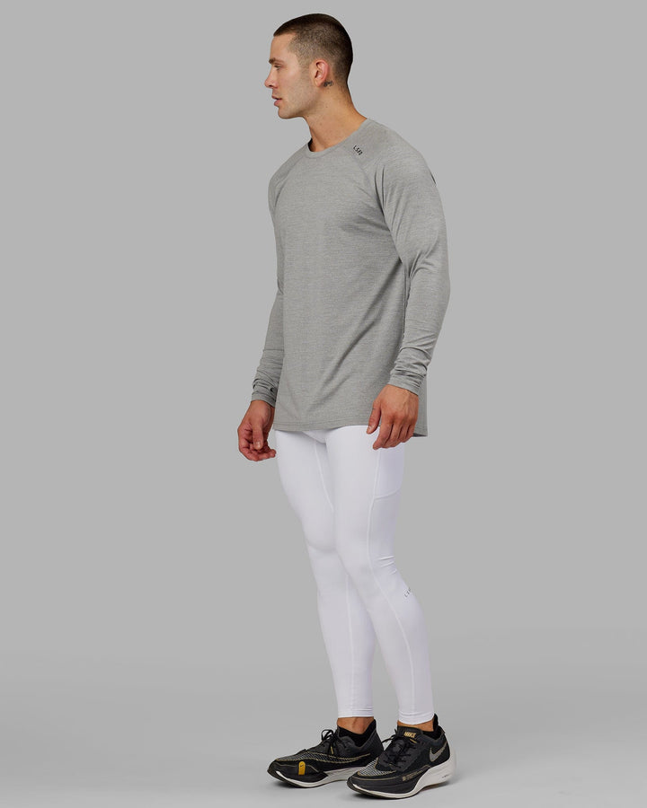 Man wearing Mens Perform Full Length Tight - White