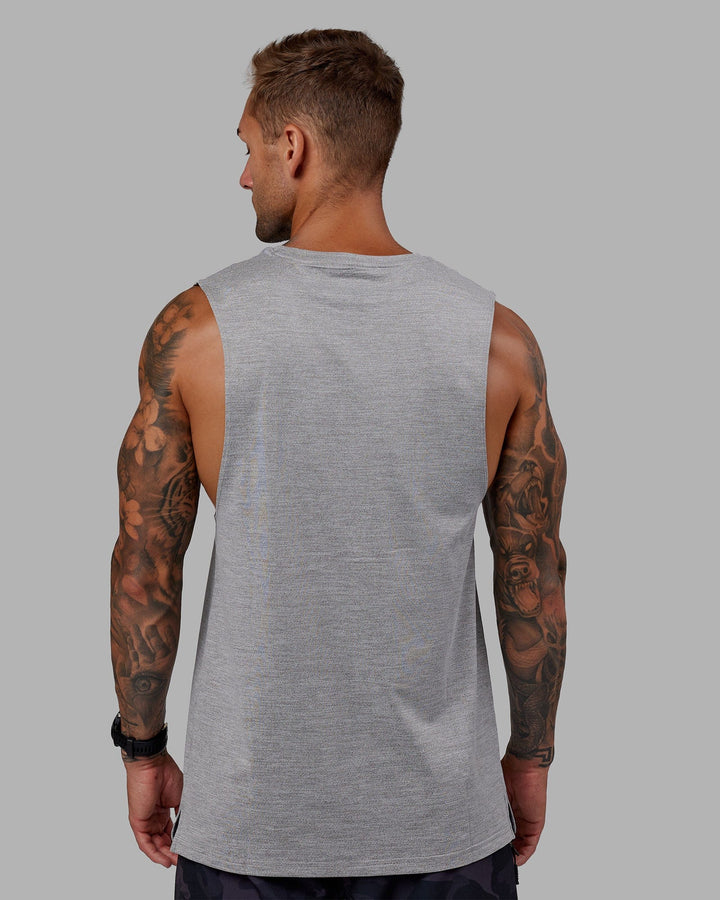 Man wearing Perform VapourFLX Muscle Tank - Light Grey Marl
