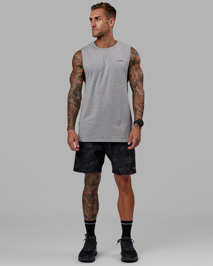 Man wearing Perform VapourFLX Muscle Tank - Light Grey Marl