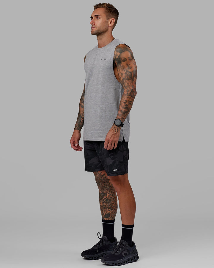 Man wearing Perform VapourFLX Muscle Tank - Light Grey Marl