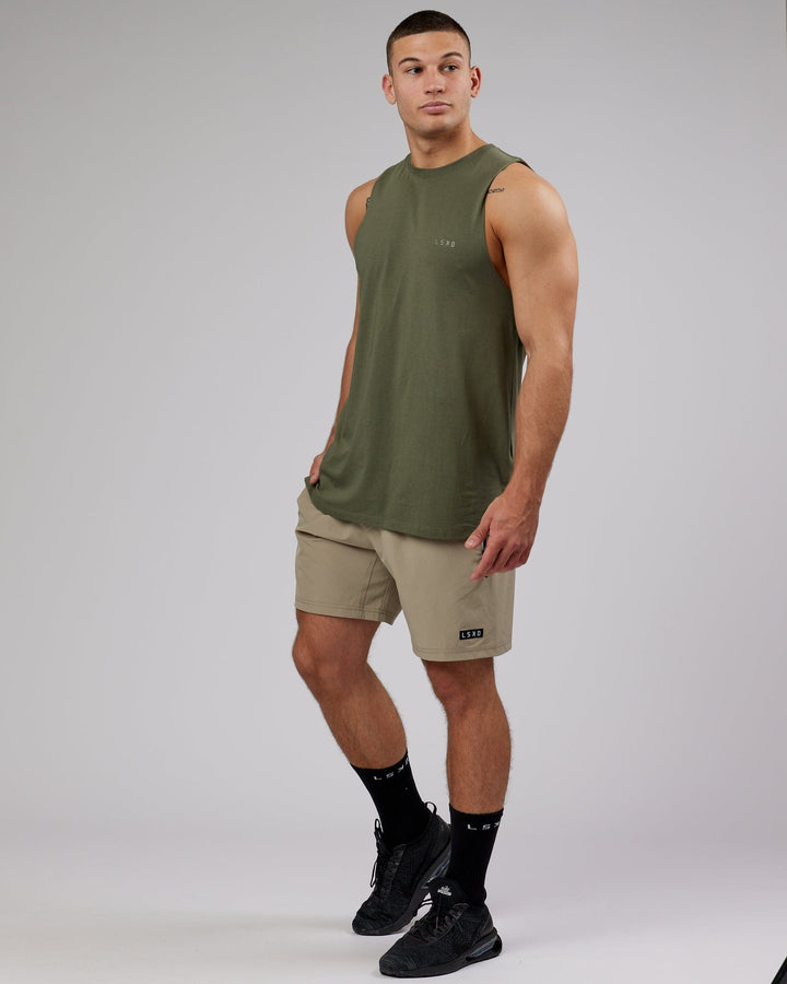 Man wearing PimaFLX Tank - Olive Fade