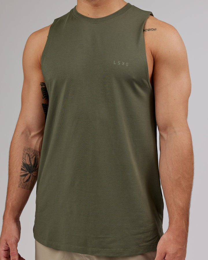 Man wearing PimaFLX Tank - Olive Fade
