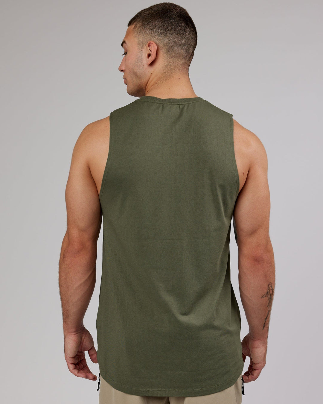Man wearing PimaFLX Tank - Olive Fade