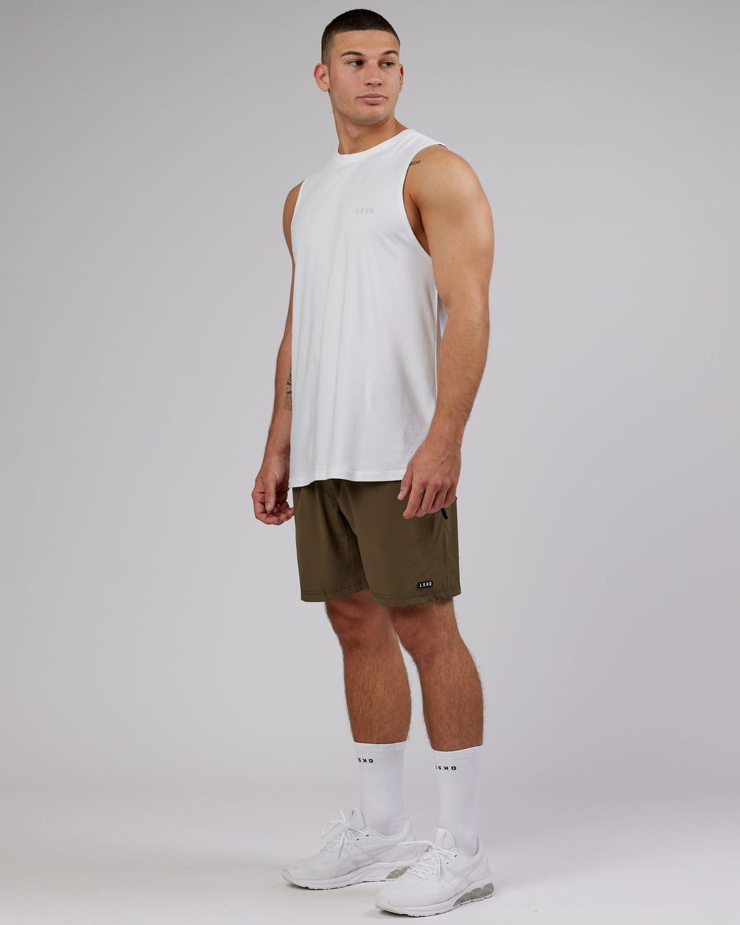 Man wearing PimaFLX Tank - White