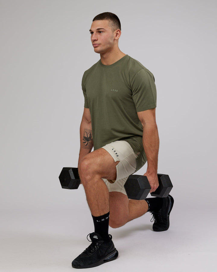 Man wearing PimaFLX Tee - Olive Fade