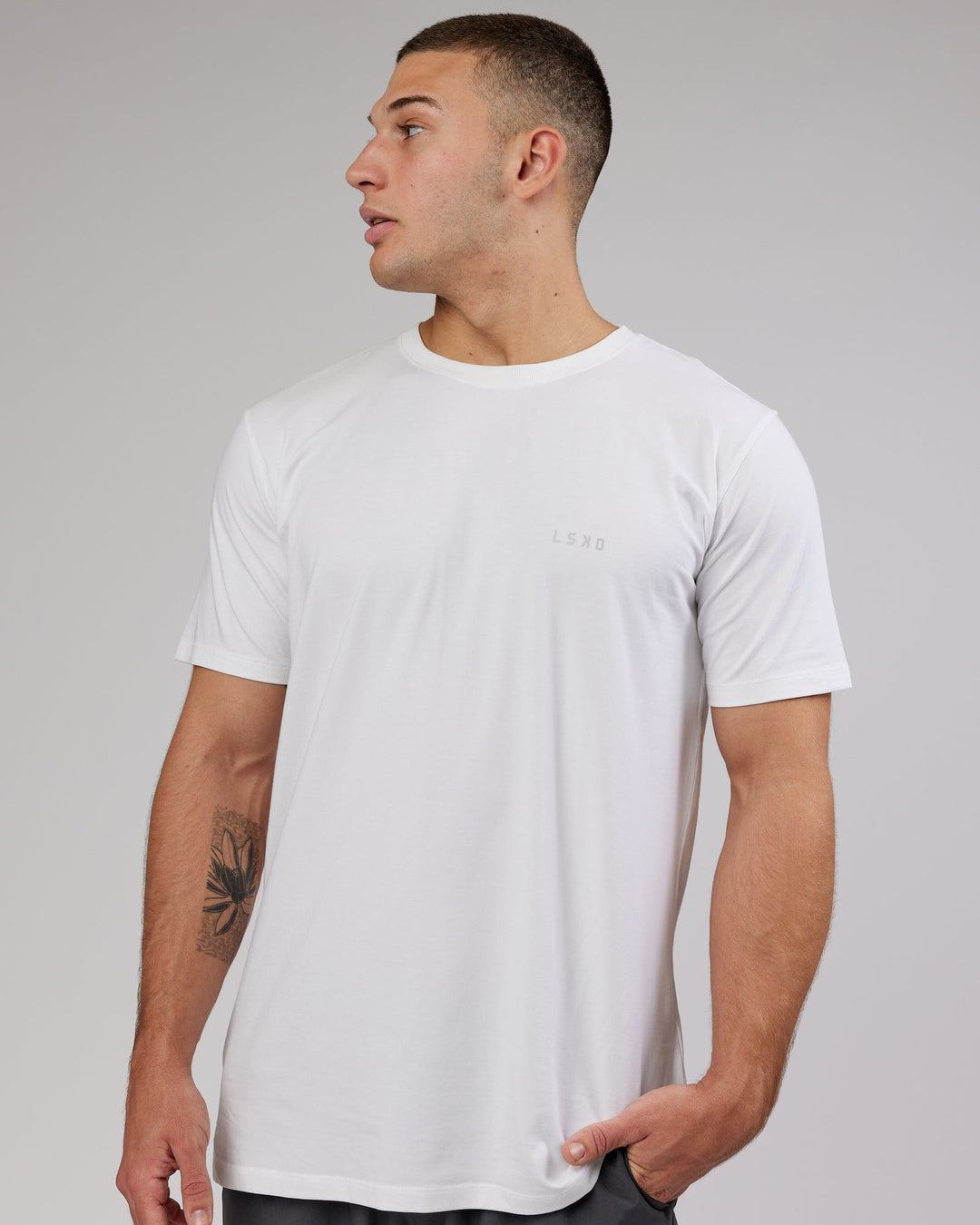 Man wearing PimaFLX Tee - White