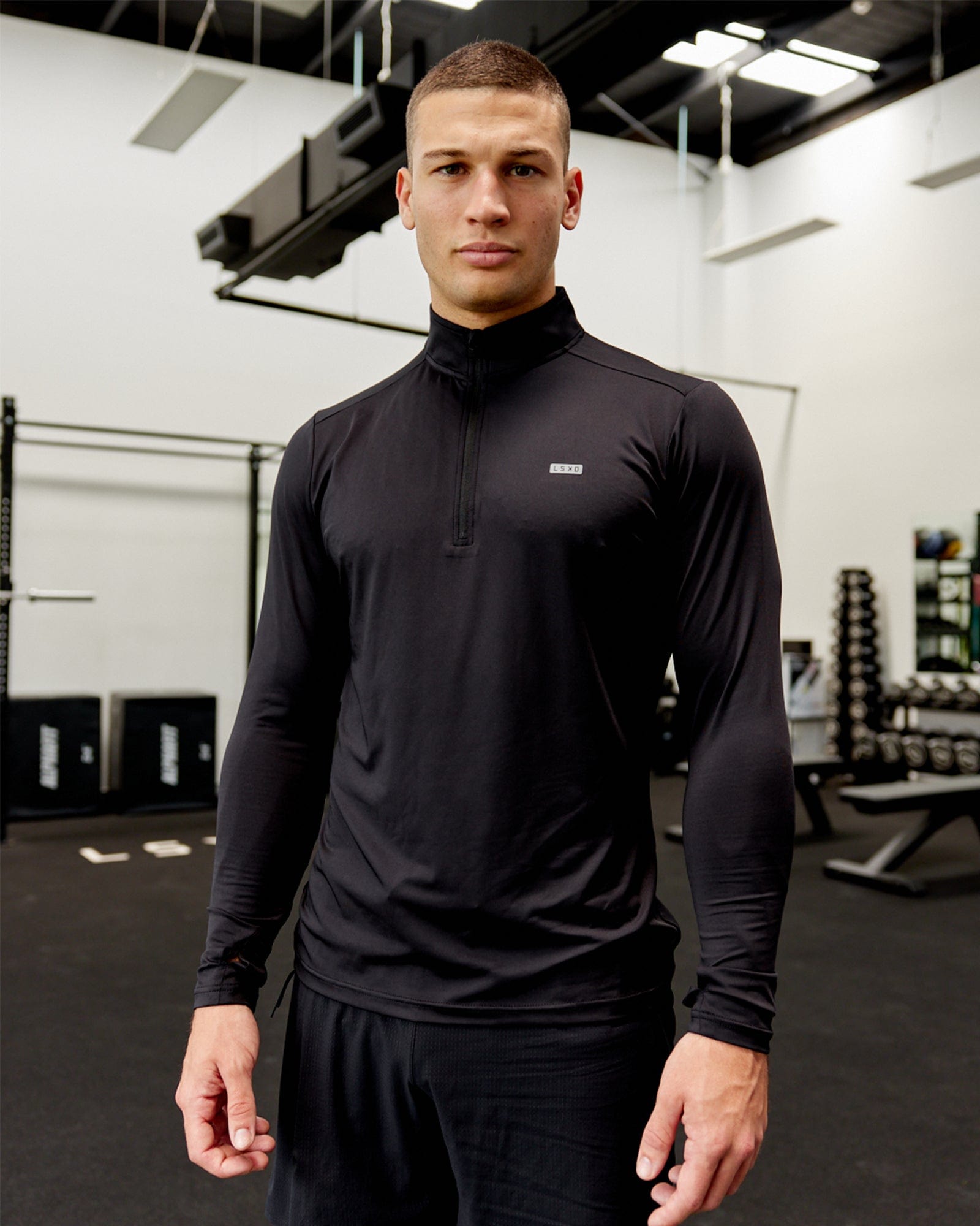 half zip active top