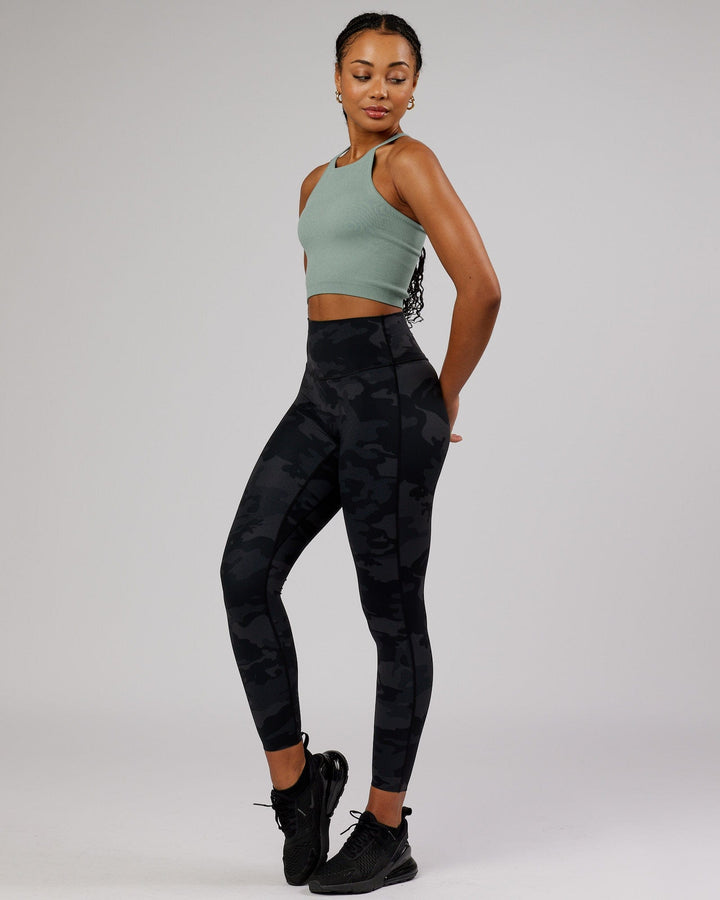 Woman wearing Minimal Seamless Crop Ribbed Tank - Frost