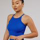 Woman wearing Minimal Seamless Crop Ribbed Tank - Strong Blue