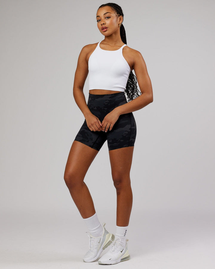 Minimal Seamless Crop Ribbed Tank - White