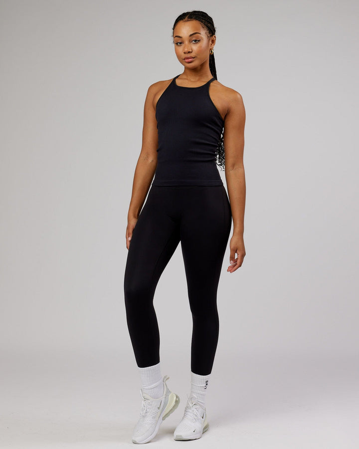 Woman wearing Minimal Seamless Ribbed Tank - Black