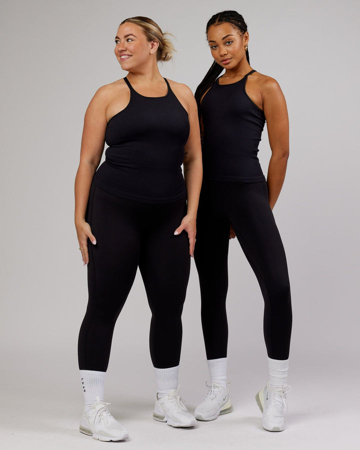 Woman wearing Minimal Seamless Ribbed Tank - Black